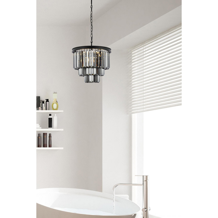 Elegant Urban Classic Chandelier - Matte Black/Silver, L 20" (1231D20MB-SS-RC)