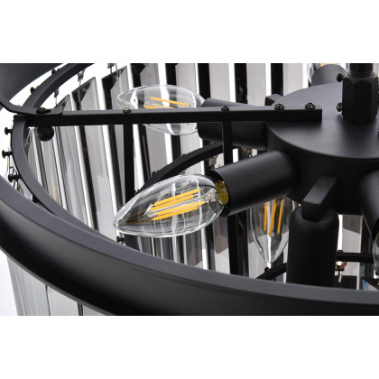 Elegant Urban Classic Chandelier - Matte Black/Silver, L 20" (1231D20MB-SS-RC)