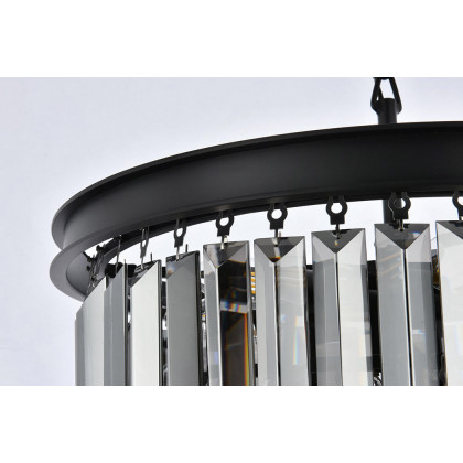 Elegant Urban Classic Chandelier - Matte Black/Silver, L 20" (1231D20MB-SS-RC)