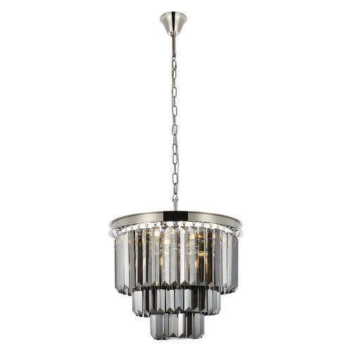 Elegant Urban Classic Chandelier - Polished Nickel/Silver, L 20" (1231D20PN-SS-RC)