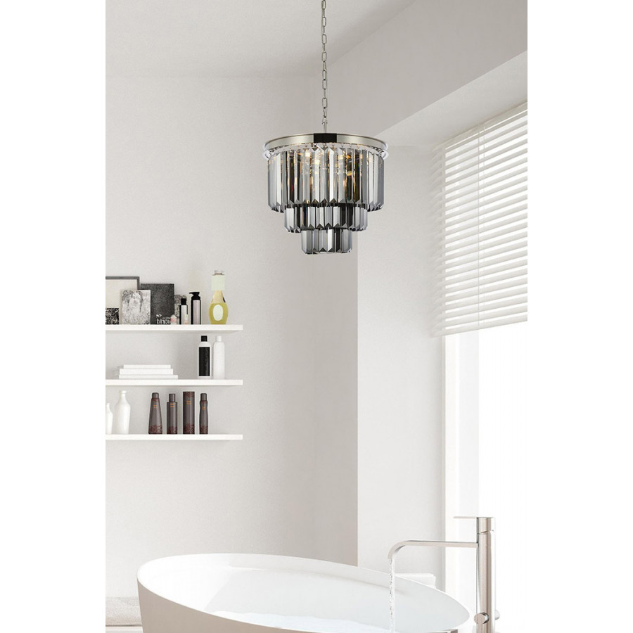 Elegant Urban Classic Chandelier - Polished Nickel/Silver, L 20" (1231D20PN-SS-RC)