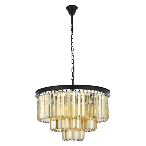Elegant Urban Classic Chandelier - Matte Black/Gold, L 26" (1231D26MB-GT-RC)