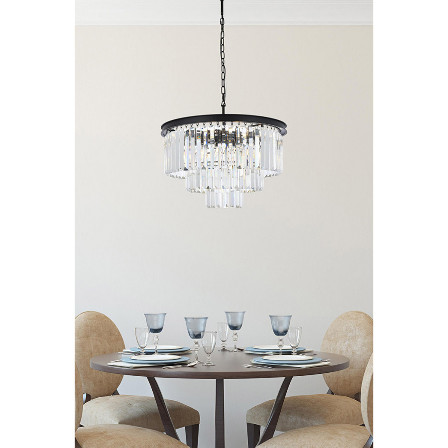 Elegant Urban Classic Chandelier - Matte Black, L 26" (1231D26MB-RC)