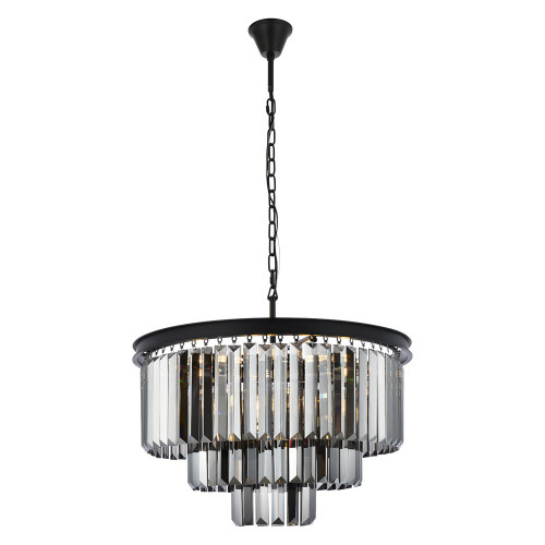 Elegant Urban Classic Chandelier - Matte Black/Silver, L 26" (1231D26MB-SS-RC)