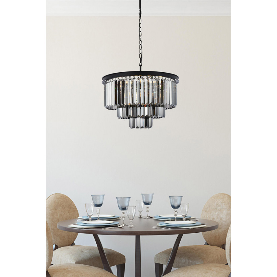 Elegant Urban Classic Chandelier - Matte Black/Silver, L 26" (1231D26MB-SS-RC)