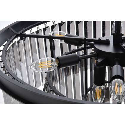 Elegant Urban Classic Chandelier - Matte Black/Silver, L 26" (1231D26MB-SS-RC)