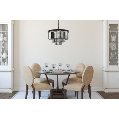 Elegant Urban Classic Chandelier - Matte Black/Silver, L 26" (1231D26MB-SS-RC)