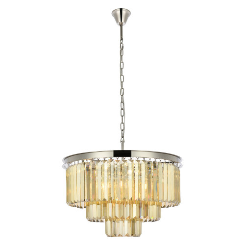 Elegant Urban Classic Chandelier - Polished Nickel/Gold, L 26" (1231D26PN-GT-RC)