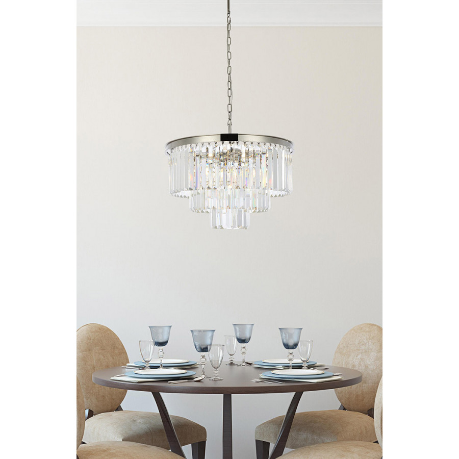 Elegant Urban Classic Chandelier - Polished Nickel, L 26" (1231D26PN-RC)