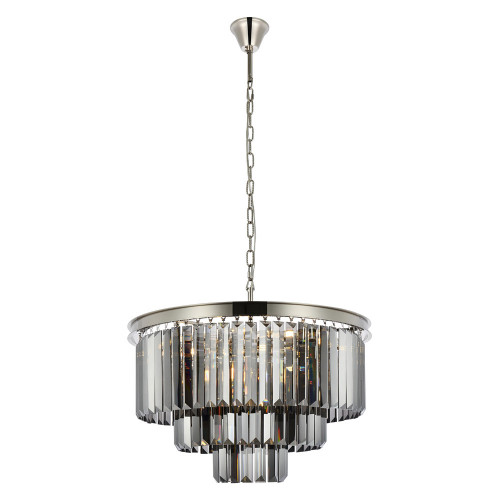 Elegant Urban Classic Chandelier - Polished Nickel/Silver, L 26" (1231D26PN-SS-RC)