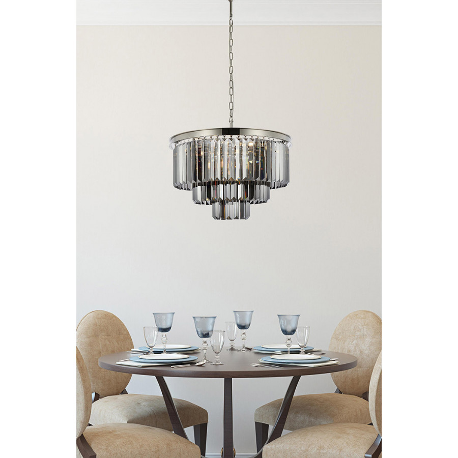 Elegant Urban Classic Chandelier - Polished Nickel/Silver, L 26" (1231D26PN-SS-RC)