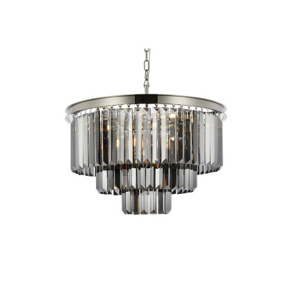 Elegant Urban Classic Chandelier - Polished Nickel/Silver, L 26" (1231D26PN-SS-RC)