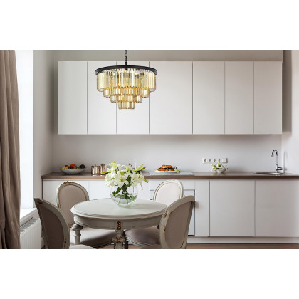 Elegant Urban Classic Chandelier - Matte Black/Gold, L 32" (1231D32MB-GT-RC)