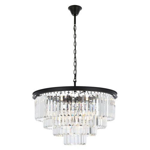 Elegant Urban Classic Chandelier - Matte Black, L 32" (1231D32MB-RC)