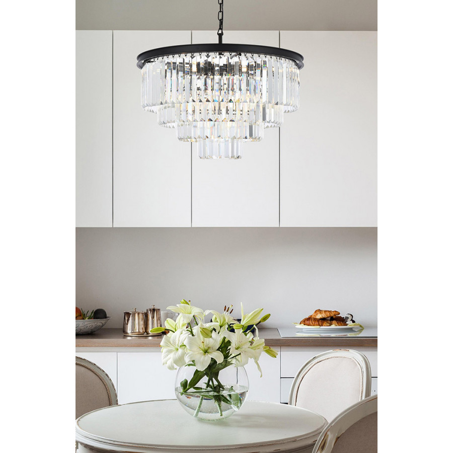 Elegant Urban Classic Chandelier - Matte Black, L 32" (1231D32MB-RC)