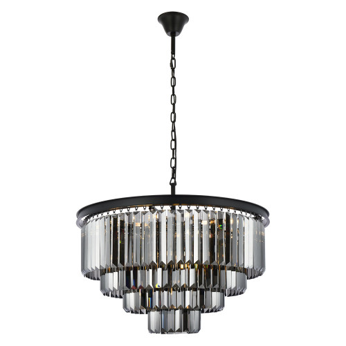 Elegant Urban Classic Chandelier - Matte Black/Silver, L 32" (1231D32MB-SS-RC)