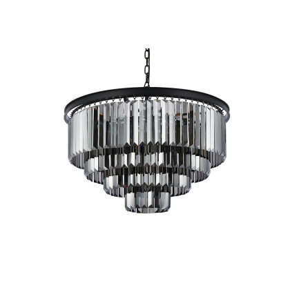 Elegant Urban Classic Chandelier - Matte Black/Silver, L 32" (1231D32MB-SS-RC)