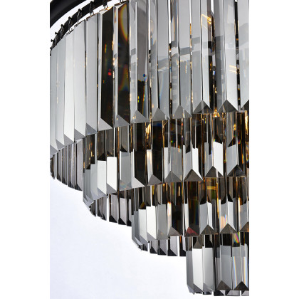 Elegant Urban Classic Chandelier - Matte Black/Silver, L 32" (1231D32MB-SS-RC)