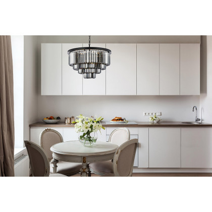 Elegant Urban Classic Chandelier - Matte Black/Silver, L 32" (1231D32MB-SS-RC)