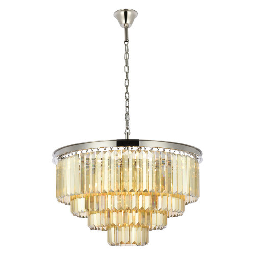 Elegant Urban Classic Chandelier - Polished Nickel/Gold, L 32" (1231D32PN-GT-RC)