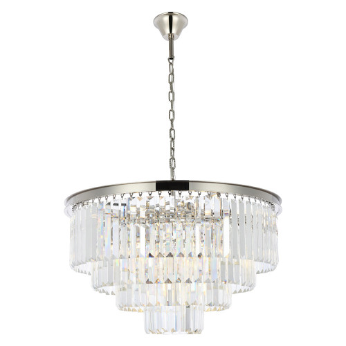 Elegant Urban Classic Chandelier - Polished Nickel, L 32" (1231D32PN-RC)