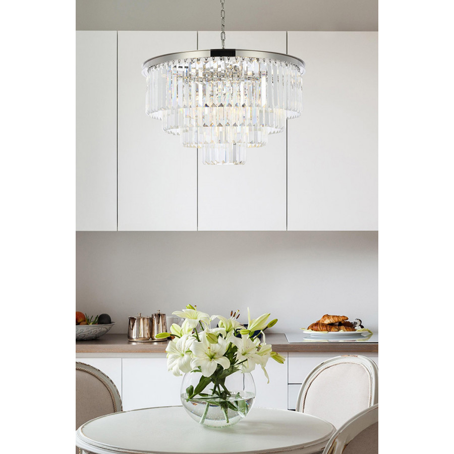 Elegant Urban Classic Chandelier - Polished Nickel, L 32" (1231D32PN-RC)