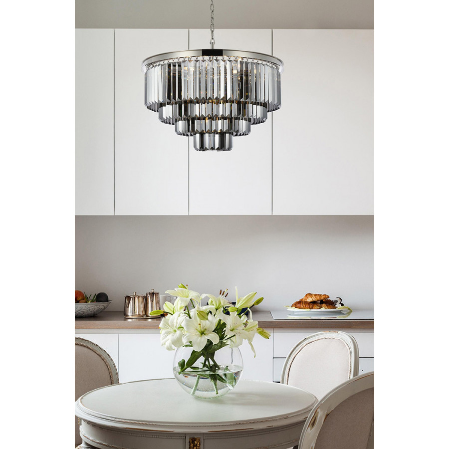 Elegant Urban Classic Chandelier - Polished Nickel/Silver, L 32" (1231D32PN-SS-RC)