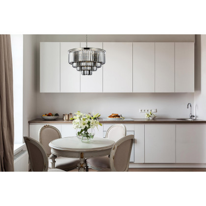 Elegant Urban Classic Chandelier - Polished Nickel/Silver, L 32" (1231D32PN-SS-RC)