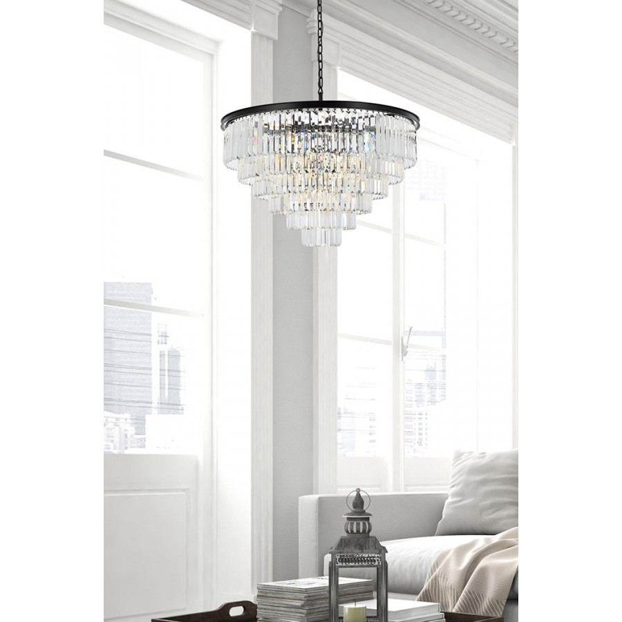 Elegant Urban Classic Chandelier - Matte Black, L 44" (1231D44MB-RC)