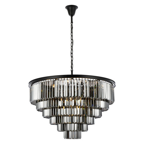 Elegant Urban Classic Chandelier - Matte Black/Silver, L 44" (1231D44MB-SS-RC)