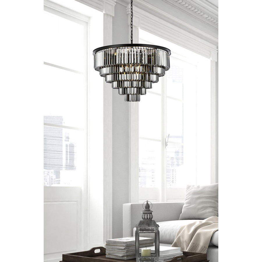 Elegant Urban Classic Chandelier - Matte Black/Silver, L 44" (1231D44MB-SS-RC)
