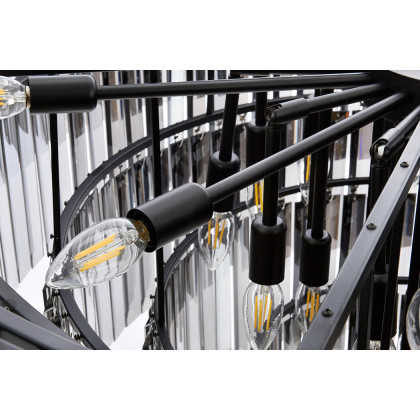 Elegant Urban Classic Chandelier - Matte Black/Silver, L 44" (1231D44MB-SS-RC)