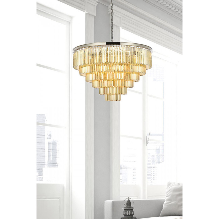 Elegant Urban Classic Chandelier - Polished Nickel/Gold, L 44" (1231D44PN-GT-RC)
