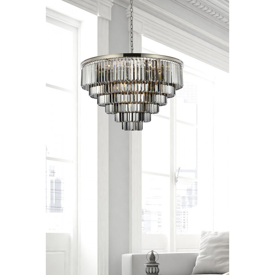 Elegant Urban Classic Chandelier - Polished Nickel/Silver, L 44" (1231D44PN-SS-RC)