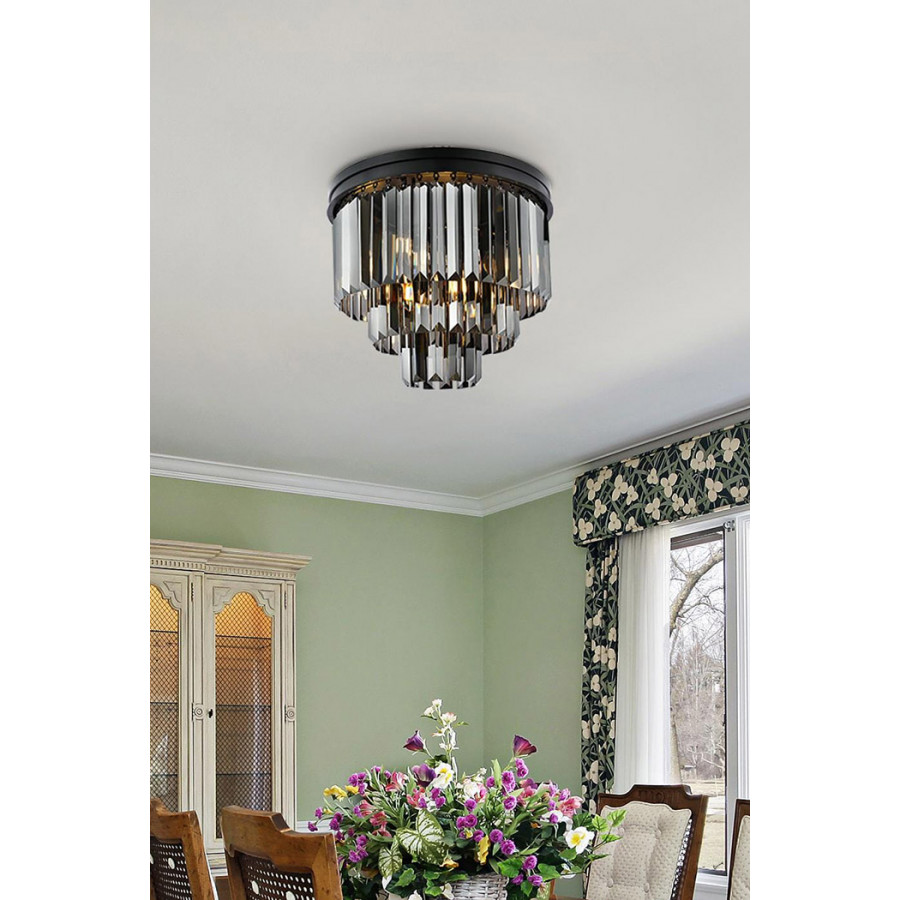 Elegant Urban Classic Flush Mount - Matte Black/Silver, L 20" (1231F20MB-SS-RC)