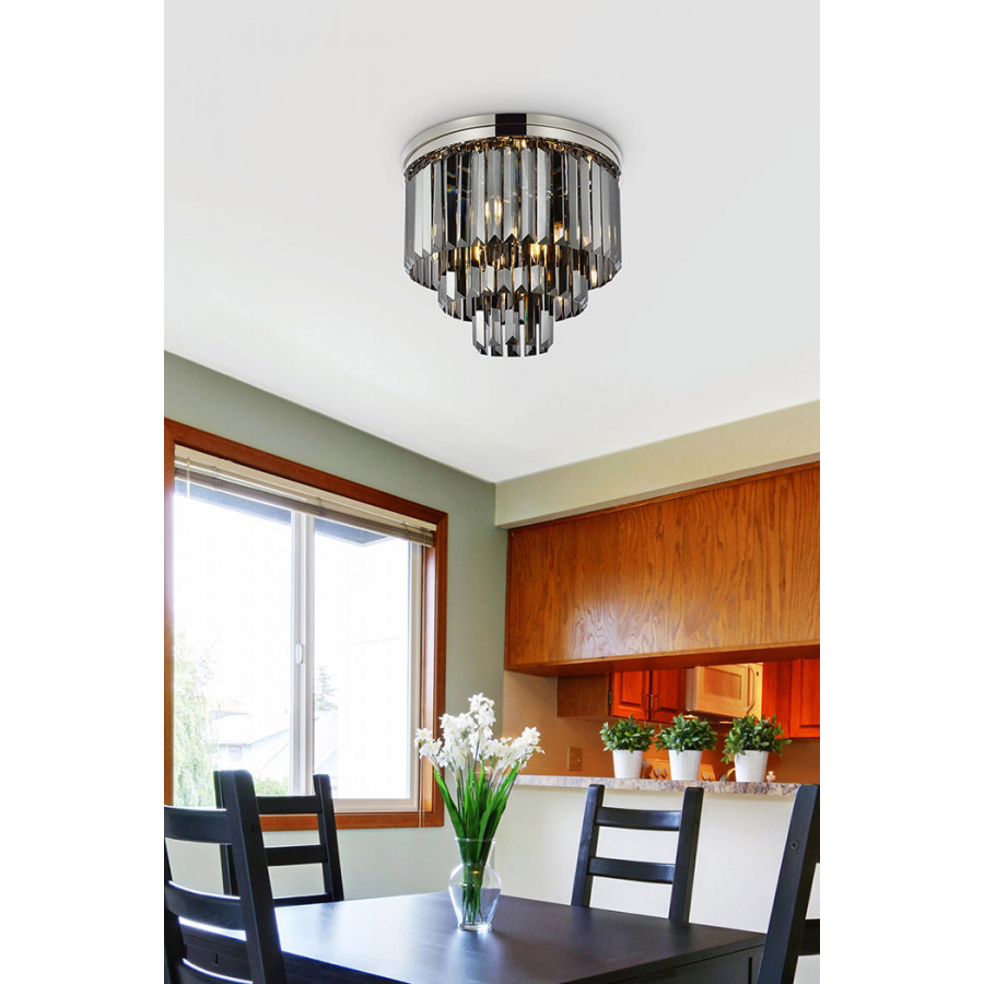Elegant Urban Classic Flush Mount - Polished Nickel/Silver, L 20" (1231F20PN-SS-RC)