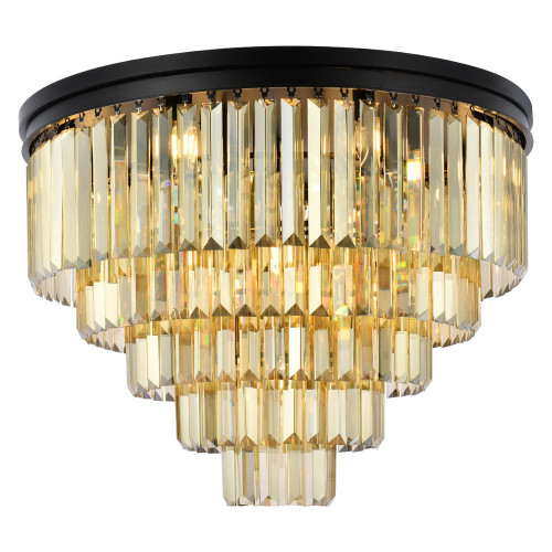 Elegant Urban Classic Flush Mount - Matte Black/Gold, L 32" (1231F32MB-GT-RC)