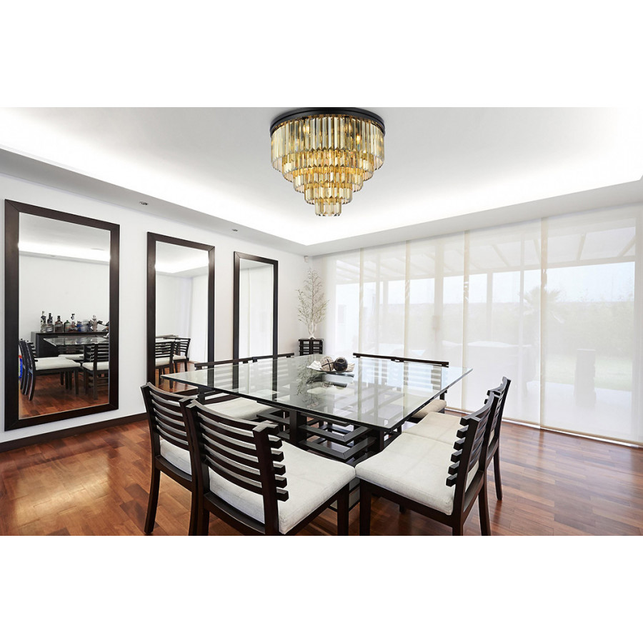 Elegant Urban Classic Flush Mount - Matte Black/Gold, L 32" (1231F32MB-GT-RC)
