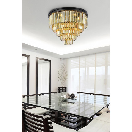 Elegant Urban Classic Flush Mount - Matte Black/Gold, L 32" (1231F32MB-GT-RC)