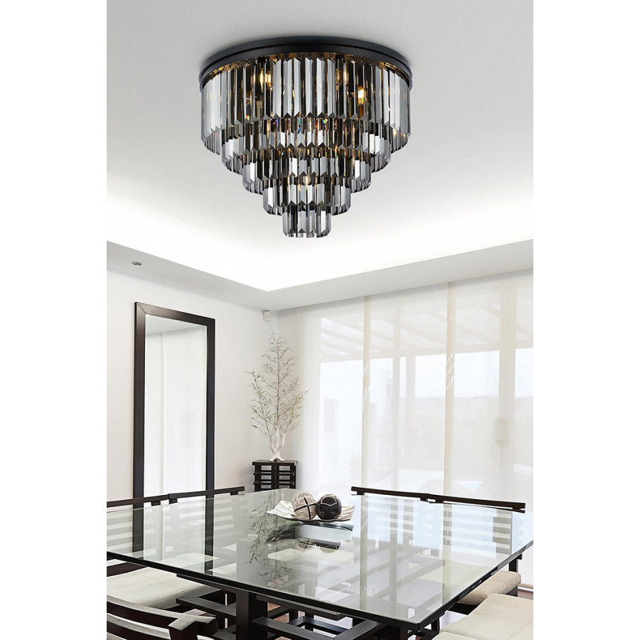 Elegant Urban Classic Flush Mount - Matte Black/Silver, L 32" (1231F32MB-SS-RC)