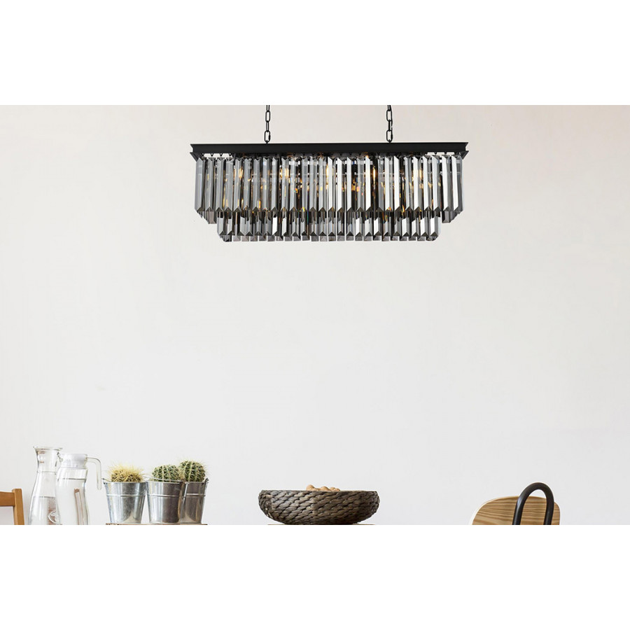 Elegant Urban Classic Chandelier - Matte Black/Silver, L 40" (1232D40MB-SS-RC)