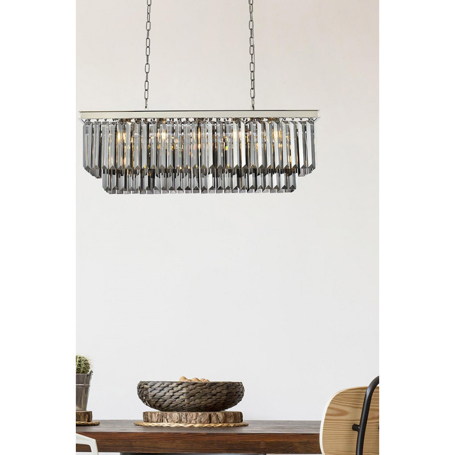 Elegant Urban Classic Chandelier - Polished Nickel/Silver, L 40" (1232D40PN-SS-RC)