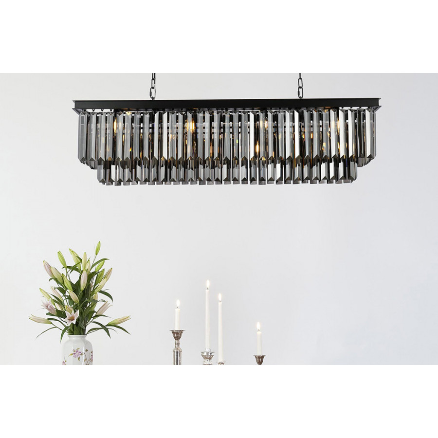 Elegant Urban Classic Chandelier - Matte Black/Silver, L 50" (1232D50MB-SS-RC)