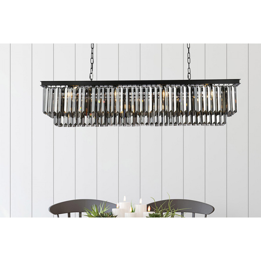 Elegant Urban Classic Chandelier - Matte Black/Silver, L 60" (1232D60MB-SS-RC)