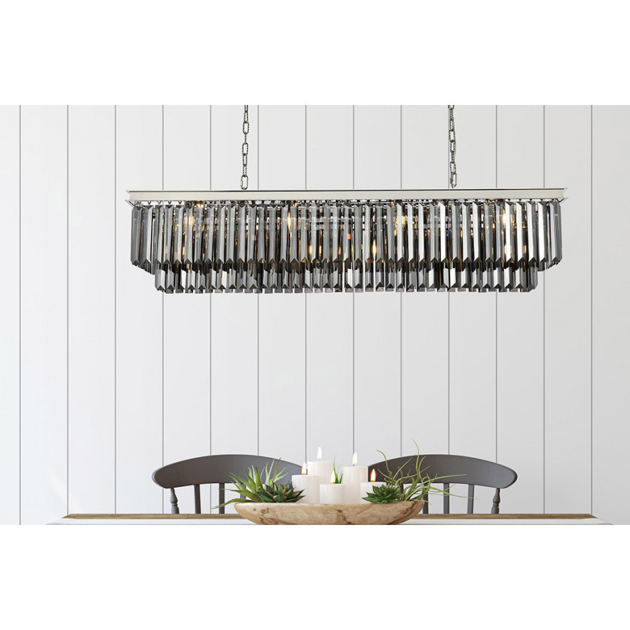 Elegant Urban Classic Chandelier - Polished Nickel/Silver, L 60" (1232D60PN-SS-RC)