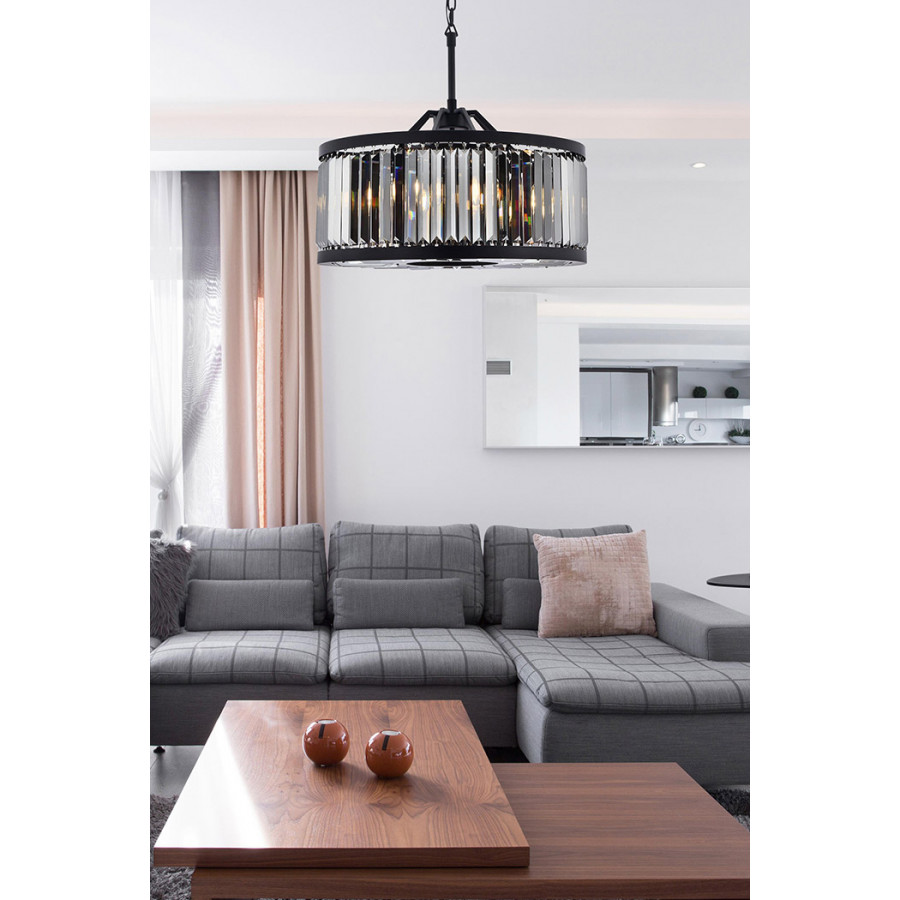 Elegant Urban Classic Chandelier - Matte Black/Silver, L 28" (1233D28MB-SS-RC)