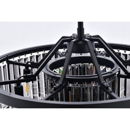 Elegant Urban Classic Chandelier - Matte Black/Silver, L 28" (1233D28MB-SS-RC)