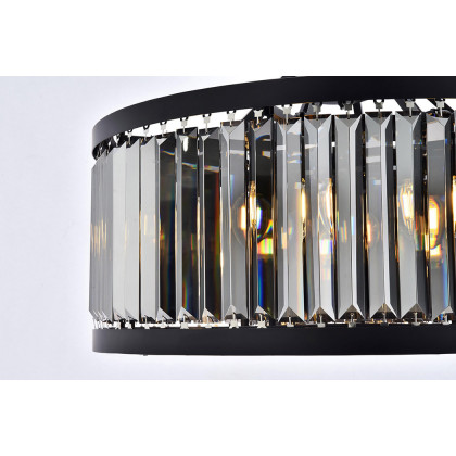 Elegant Urban Classic Chandelier - Matte Black/Silver, L 28" (1233D28MB-SS-RC)