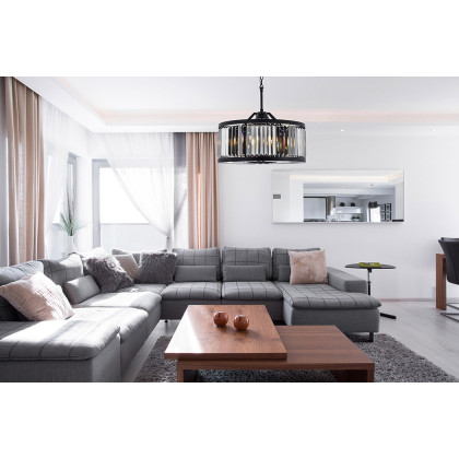 Elegant Urban Classic Chandelier - Matte Black/Silver, L 28" (1233D28MB-SS-RC)