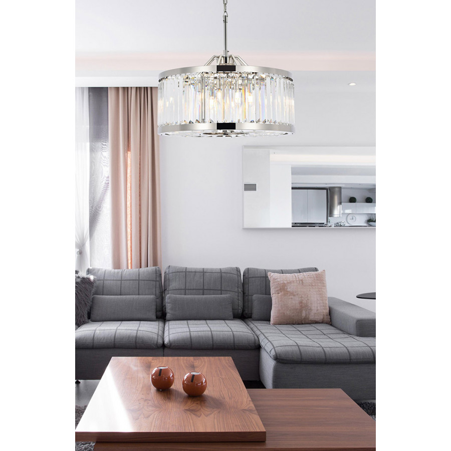 Elegant Urban Classic Chandelier - Polished Nickel, L 28" (1233D28PN-RC)